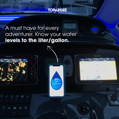 Topargee Bluetooth Water Tank Gauge - Real-Time RV, Caravan & Boat Accessory - Accurate RV Water Tank Level, Flow Monitoring (Liters/Gallons), Easy Setup, Tracks Usage, Memory Storage, App Integration