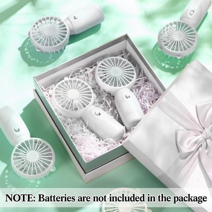 Glooglitter Mini Portable Fans Bulk Handheld Battery Operated Fan with Lanyard Lightweight Personal Fans for Summer Wedding Birthday Party School Office Cooling Gift(White,48 Pcs)