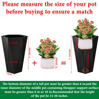 LUTTY 2Set Wooden Adjustable Plant Risers for Inside Pot,7.9-13.8 inches Tall Tapered Plant Riser Fill Bottom of Tall Flower Pots and Large Plants Containers, Rise Filler Riser of Flower Pots