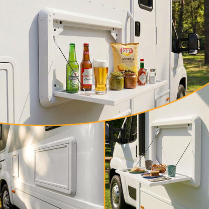 DXGTOZA Foldable Rv Tables Campervan Outside Picnic Wall Mounted Table Aluminum Alloy Folding Wall Table Kit for Campervans/Motorhomes/Travel Trailers/Truck Campers