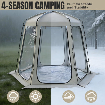 Teabelle Clear Bubble Tent, Pop up Garden Dome Igloo, 4-6 Person Waterproof Screen House Room with Floor Mat & Top Cover, 540° View Outdoor Gazebo Shelter for Patio, Backyard
