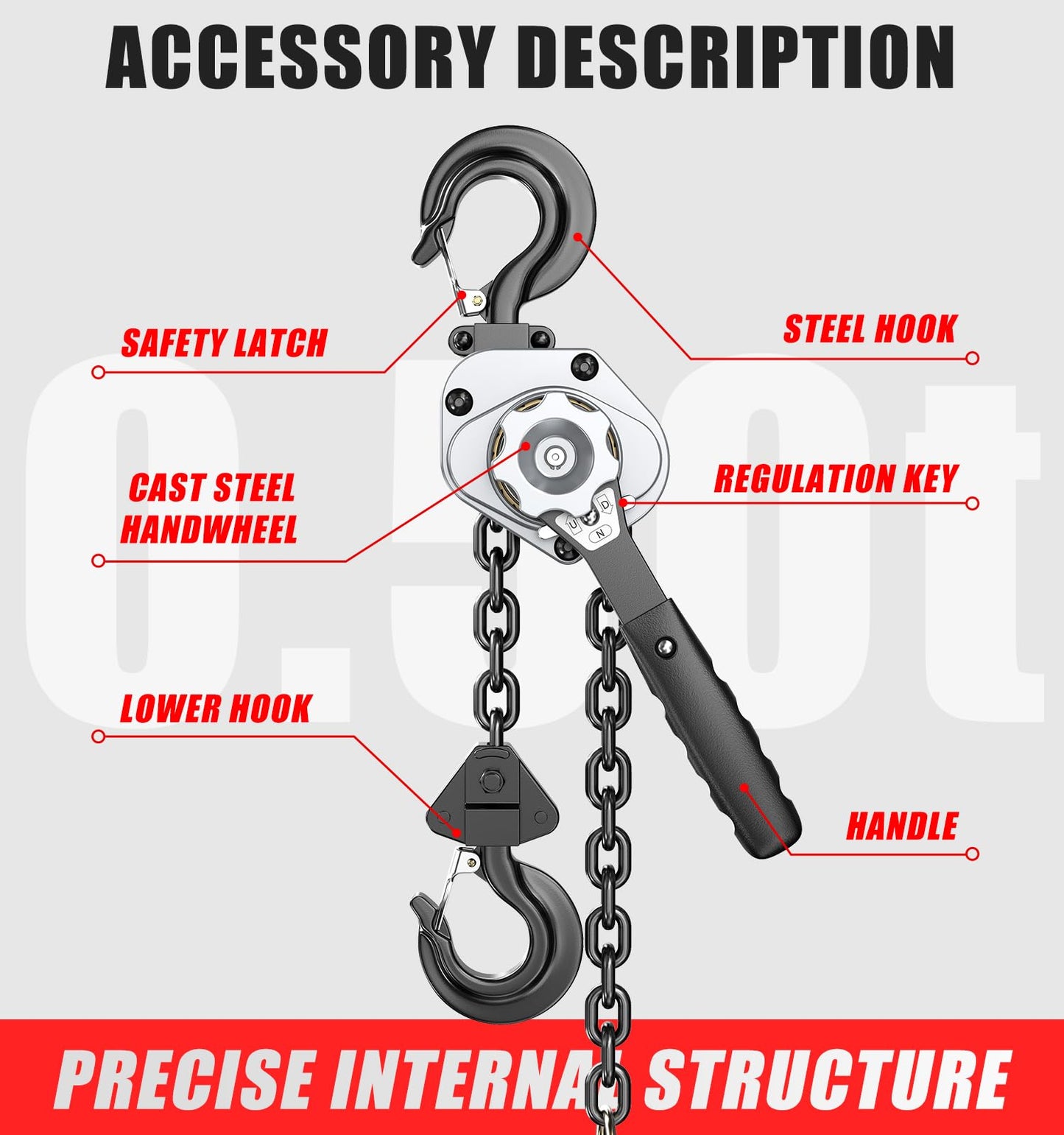 HUGOASIS Mini Lever Hoist 1/2 TON 1100 LBS Capacity 10FT Lift, Portable Aluminum Ratchet Chain Hoist with G80 Alloy Steel Chain, Dual Brake Hand Chain Puller for Lifting & Pulling,Silver