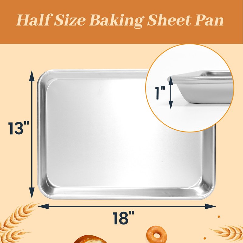 STEELUS 12 Pack Half Size Baking Sheet Pans, Aluminum Commercial Cookie Sheets Non-Stick, 18"x13"