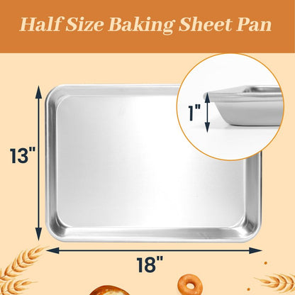 STEELUS 12 Pack Half Size Baking Sheet Pans, Aluminum Commercial Cookie Sheets Non-Stick, 18"x13"