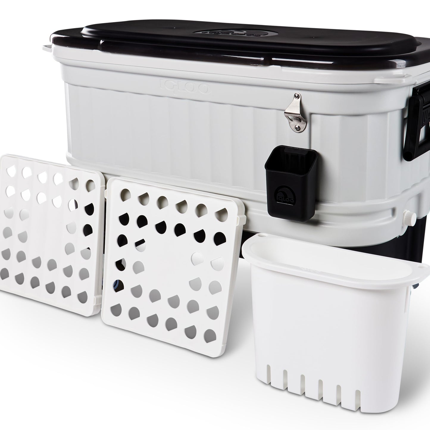 Igloo Party Bar 125 Qt Cooler with Wheels | Insulated Rolling Ice Chest | Light Gray