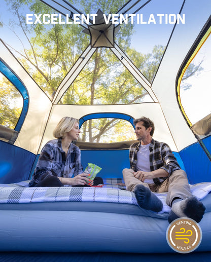 FanttikOutdoor Zeta C6 Pro Camping Tent 6 Person Instant Cabin Tent Setup in 60 Seconds with Rainfly & Windproof Portable with Carry Bag for Family Camping & Hiking, Upgraded Ventilation, Navy Blue