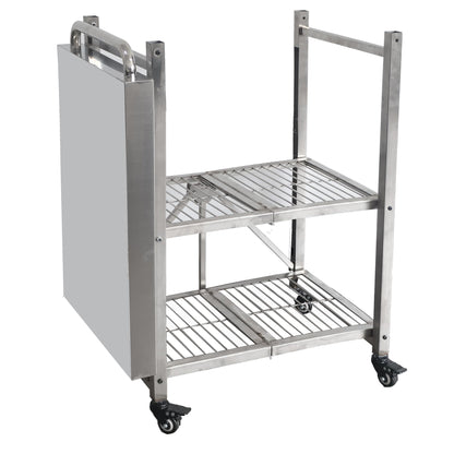 Metrixpio Stainless Steel Kitchen Cart, Foldable Origami Design,Slim Rolling Cart with Storage, Portable Microwave & BBQ, Kitchen Island on Wheels