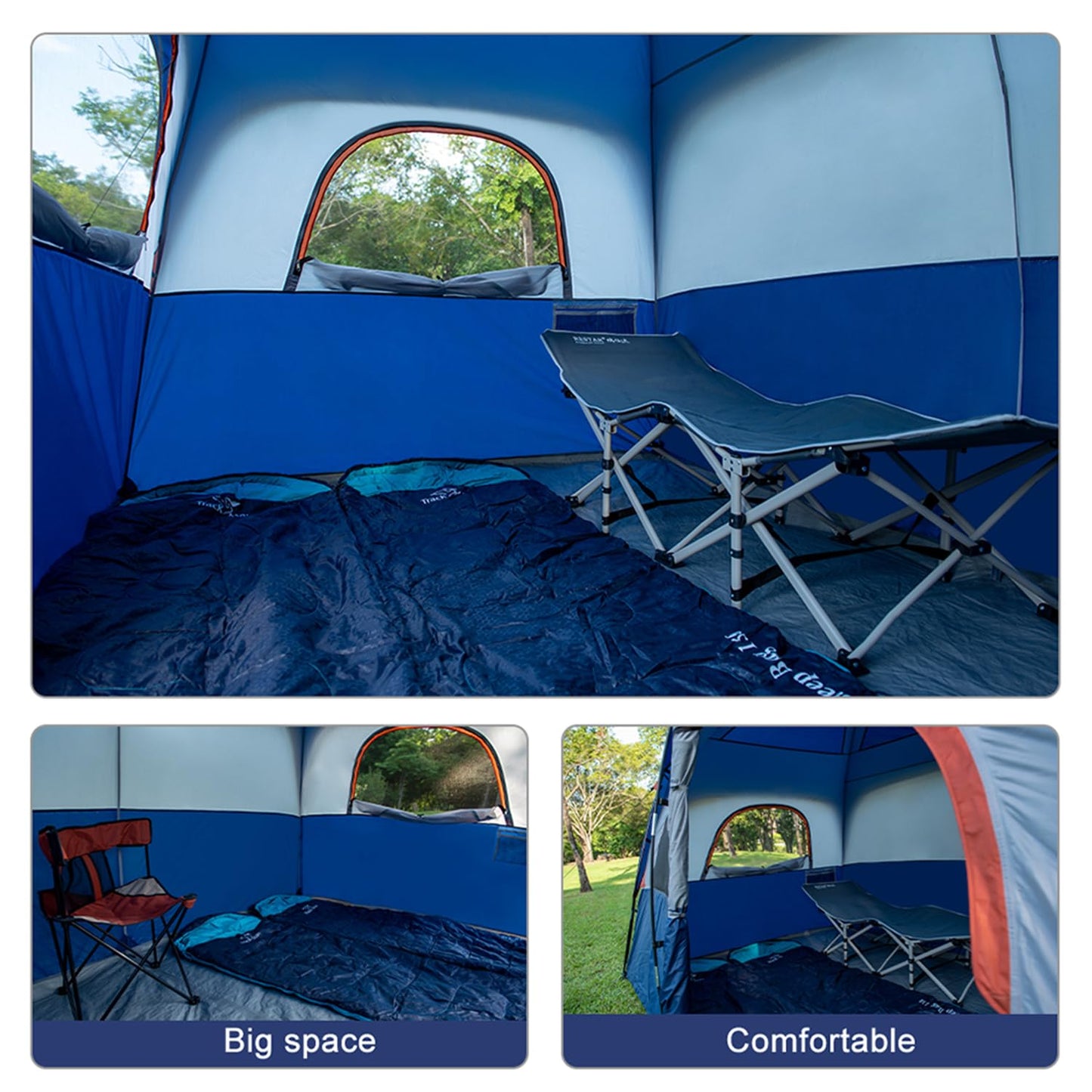 CAMPROS CP Tent-6-Person-Camping-Tents, Waterproof Windproof Family Tent with Top Rainfly, 4 Large Mesh Windows, Double Layer, Easy Set Up, Portable with Carry Bag (Navy Blue)