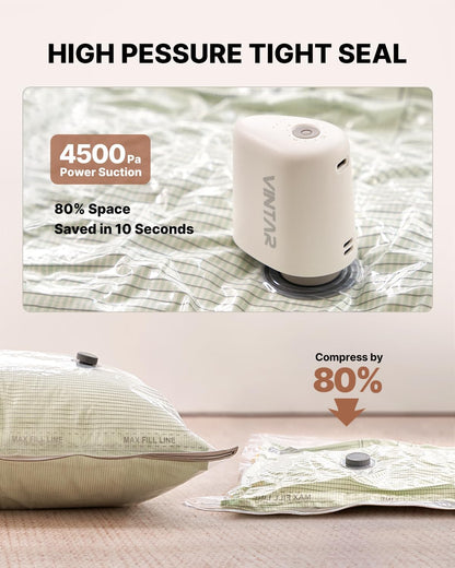 VINTAR Vacuum Seal Bags - 24 Pack Space Saver Storage with Rechargeable Cordless Pump | Ideal for Travel & Bedding