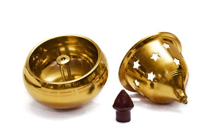 Craftsman Brass Akhand Diya 4 Inch Decorative Oil Lamp Small Golden Pooja Deepak Tea Light Holder Indian Gift Item