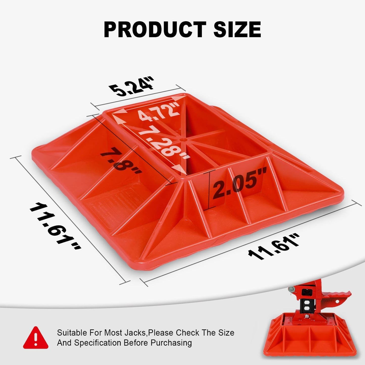 Big RED 48" High Lift Farm Jack with Base Mate - 3-Ton Off-Road Recovery Jack for Car, Truck, Jeep, ATV, SUV & UTV - Prevents Sinkage in Sand, Mud & Snow