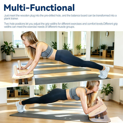 Wooden Balance Board & Wobble Board with Spring System, Adjustable Balance Board for Standing Desk, Stability Trainer for Physical Therapy, Core Strength, Posture Improvement & Home Office Use