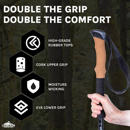Osprey Atmos AG 65L Men's Backpacking Backpack and Cascade Mountain Tech Trekking Poles - Aluminum Hiking Walking Sticks (Set of 2), 54"