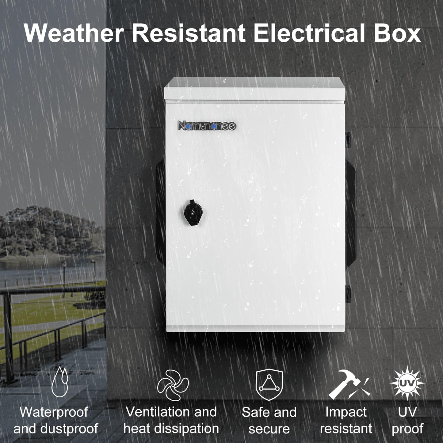 Outdoor Electrical Box, Cold-Rolled Steel Plate, Aluminum Alloy Back Beam, One-Piece Ventilation Design, IP65 Waterproof, Wall/Pole Mounted (19.6" x 15.7" x 7.9)