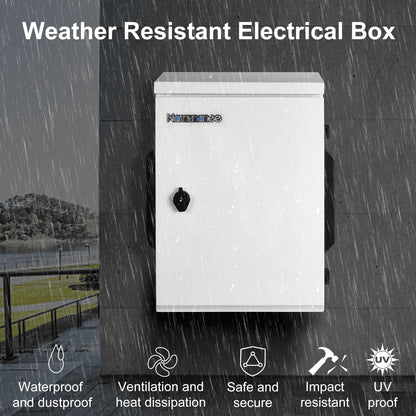 Outdoor Electrical Box, Cold-Rolled Steel Plate, Aluminum Alloy Back Beam, One-Piece Ventilation Design, IP65 Waterproof, Wall/Pole Mounted (19.6" x 15.7" x 7.9)