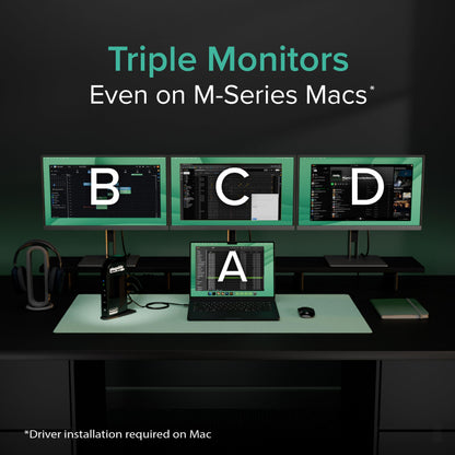 Plugable USB-C Triple Monitor Docking Station: 13-in-1 Laptop Dock with 100W Charging for Mac (DisplayLink Driver Required), Windows, Chrome, 3 HDMI, Gigabit Ethernet, SD, USB-C 20W, 4 USB - UD-ULTCDL