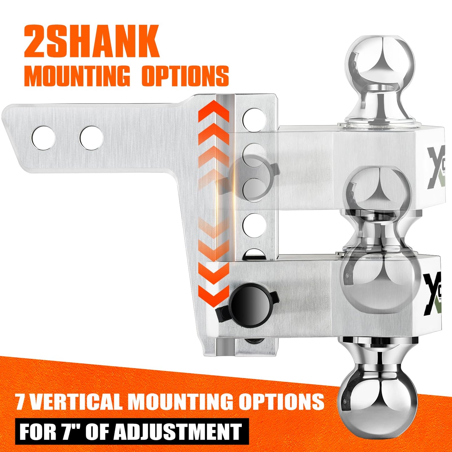 CAMPX Adjustable Trailer Hitch, 6-inch Drop Tow Hitch Fits 2.5-inch Receiver,2 and 2-5/16 inch Balls, 18,500 LBS,Solid Tube Hitch with Anti-Theft Pin, SLV