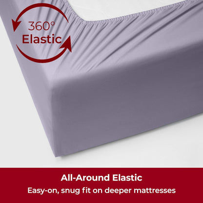 Mellanni Extra Deep Twin Sheets - Hotel Luxury, Ultra Soft Cooling Bedding - Wrinkle & Stain Resistant (Twin, Lavender)