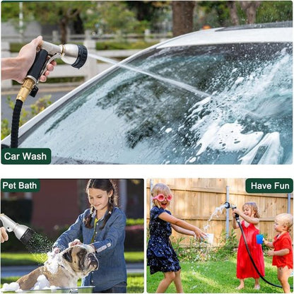 FANHAO Heavy Duty Metal Garden Hose Nozzle - 7 Spray Patterns for Efficient Watering & Cleaning