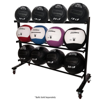 Champion Sports Three Tier Ball Storage Rack with Swivel Caster Wheels