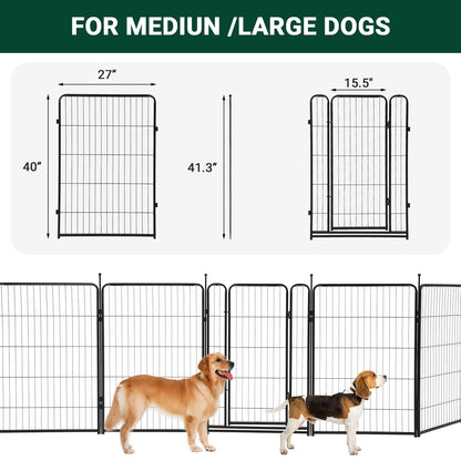 IDEALHOUSE Dog Playpen – 40" h 16-Panel Heavy Duty Metal Pet Exercise Pen for Indoor/Outdoor Use, Wide Door with Low Threshold, Portable Puppy Enclosure for RV, Camping, Garden, Yard