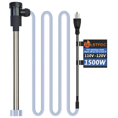 XCLBTFDC 1500W Submersible Water Heater Portable Electric Pool and Hot Tub Immersion Water Heater with Temp Control, WiFi Timer for Bathtub, Spa, Swimming pool, above ground pool and Inflatable Pool