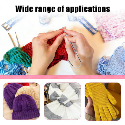18 Pcs Stainless Steel Circular Knitting Needles Set, Crazy Trio Style Sock Knitting Needles for Hats & Gloves, Sizes 2–4.5 mm, Complete Crochet & Knitting Set for Beginners