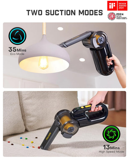Fanttik Fold V10 APEX Pivot Cordless Car Vacuum, 17000Pa Handheld Vacuum Suction Power, Smart LED Display, Portable for Car Home Pet (Deluxe with Flexible Hose&Pet Brush)