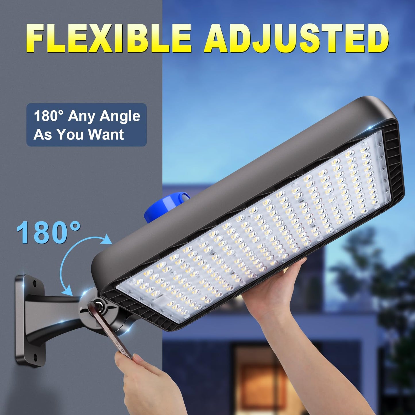 Tomourd 2 Pack 480W LED Parking Lot Light 72000LM Shoe Box Street Light with Dusk to Dawn Photocell, 5000K IP65 Waterproof Adjustable Wall Mount, Commercial Flood Light for Large Area, 110-277V