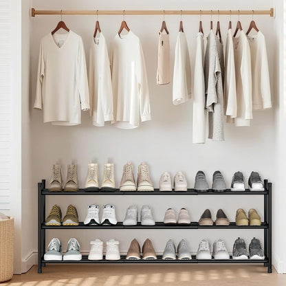 Storage Maniac Expandable Shoe Rack - Adjustable 3-Tier Metal Organizer for 18 Pairs | Perfect for Closet & Entryway