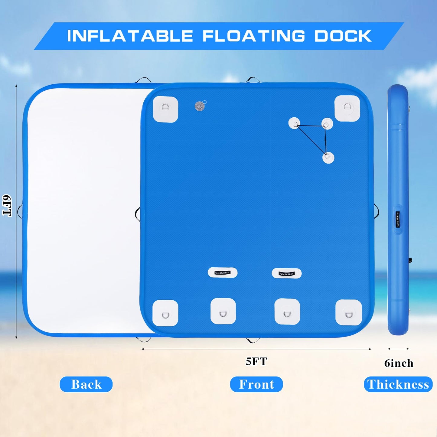 ROMELANDS Inflatable Floating Dock, Swim Platform Floating Island Raft, Large Air Mat Inflatable Water Pad with None-Slip Surface for Lake Pool Beach Ocean