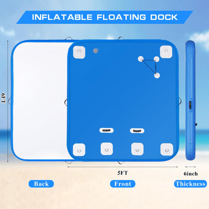 ROMELANDS Inflatable Floating Dock, Swim Platform Floating Island Raft, Large Air Mat Inflatable Water Pad with None-Slip Surface for Lake Pool Beach Ocean