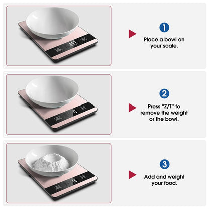 Mik-Nana Food Scale, 11lb Digital Kitchen Scale with LCD Display 6 Units Tare Function, Stainless Steel Weight Grams and Ounces for Baking, Cooking and Meal Prep (Batteries Included)