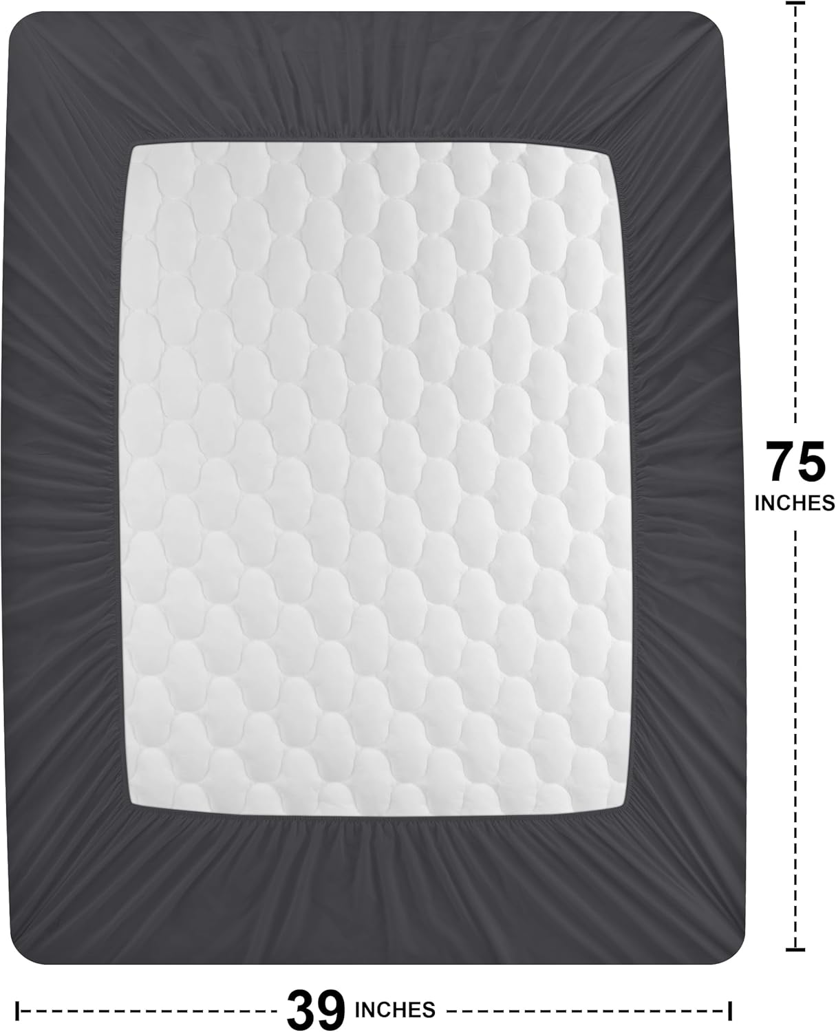Utopia Bedding Waterproof Mattress Protector - Noiseless Quilted Twin Pad | Deep Pocket Fits Up to 16 Inches (Grey)