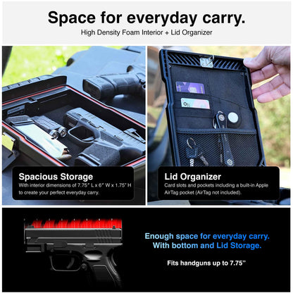 VAULTEK LifePod 10 Compact Lockable Weatherproof Case with Built-in Lock, Steel Security Cable, & TSA Handgun Case or Car Safe, Portable Travel Pistol Safe/Covert Black/Biometric