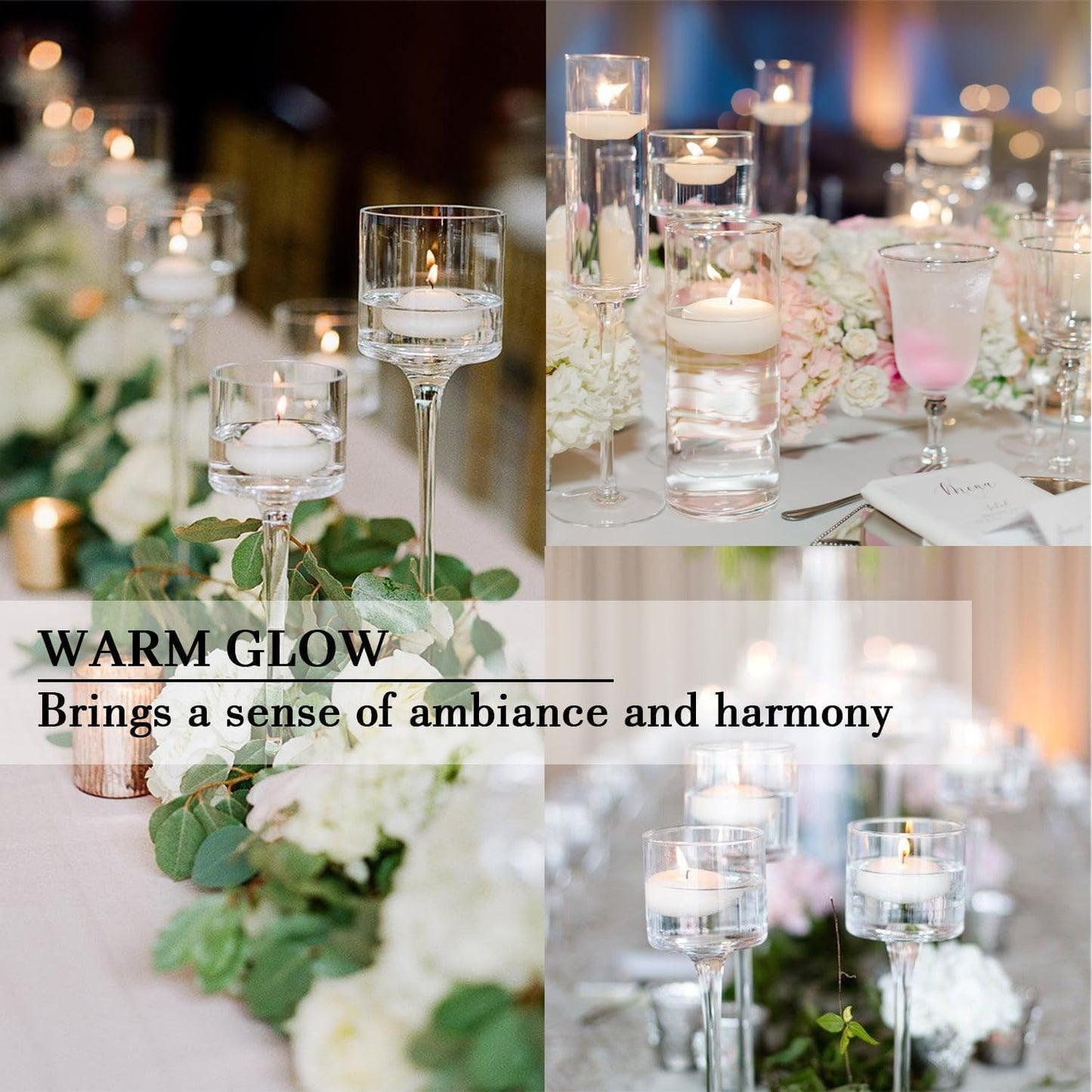YOROXRG 50 Pack of 2-Inch White Floating Candles - Ideal for Weddings, Home Décor, Spa Baths, and Romantic Settings