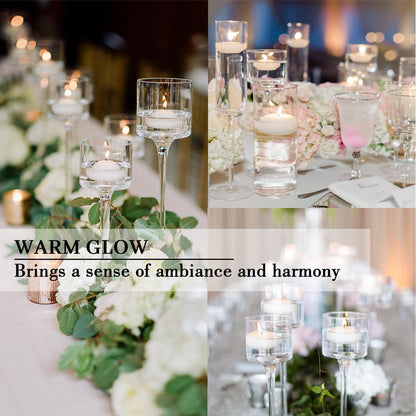 YOROXRG 50 Pack of 2-Inch White Floating Candles - Ideal for Weddings, Home Décor, Spa Baths, and Romantic Settings