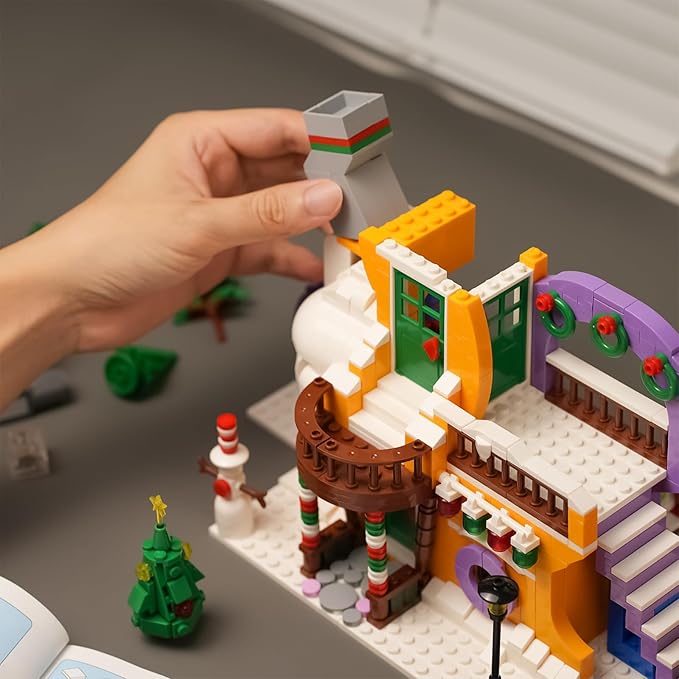 Christmas Holiday Snow House Building Toy Set with LightsCompatible with Lego Chritmas VillageXmas Gifts for Boys and GirlsFamily 1224 pcs