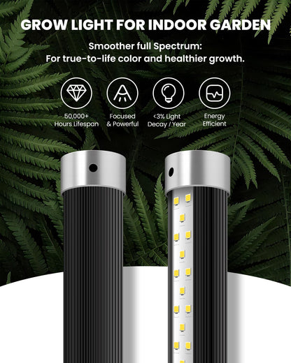 SJZX 4FT Grow Light for Indoor Plants, Full Spectrum 150° Wide Beam with 660nm Red Light, High CRI 97 Plant Light for Home Garden, Herb, Succulent, Standing & Hanging Use