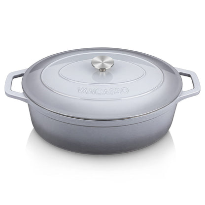 vancasso Enameled Cast Iron Dutch Oven, 9.3 Quart Dutch Oven Pot with Lid, Oval Dutch Oven Cast Iron Pot with Non Stick Enamel Coating for Bread Baking