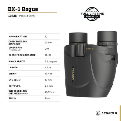 Leupold BX-1 Rogue Binoculars, 10x25mm (59225)