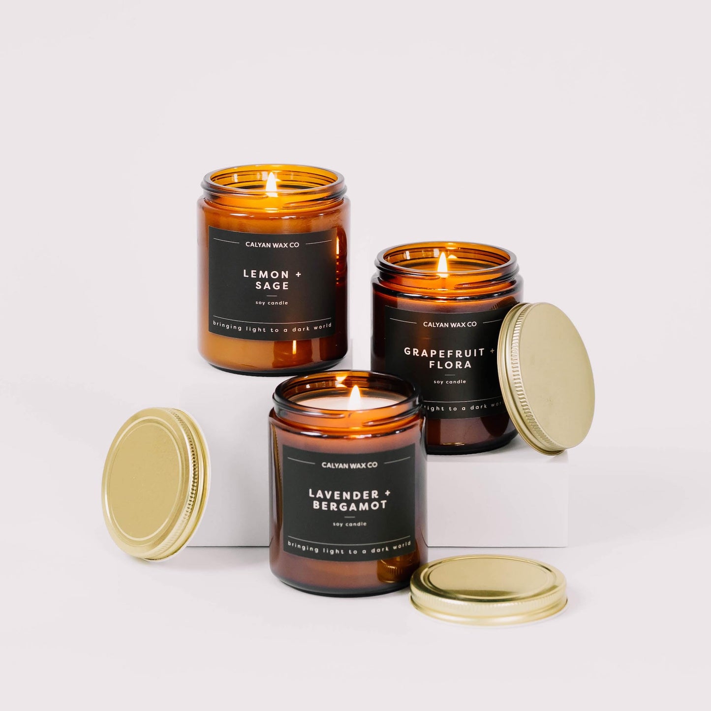 Calyan Wax Co. Apples & Maple Bourbon Scented Candle - 57 Hour Burn - Luxury Clean Soy Wax Candles - Long Lasting Amber Glass Jar Candle for Home - 7.2oz