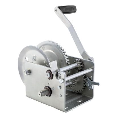 CURT 29526 Hand-Crank 2-Speed Winch, 2,600 lbs, 5.1:1 High, 12.7:1 Low Gear Ratio, 10.6" Handle