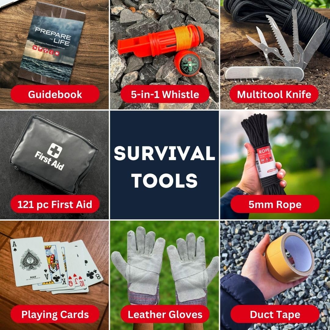 Emergency Zone Urban Survival Bug Out Bag - 4 Person | Bugout Backpack Survival Kit w/Emergency Food Supply, Survival Gear and Supplies for Disasters