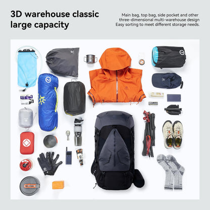 KAILAS RIDGE III 65+5L Hiking Backpack Trekking Daypack Outdoor Backpacking Waterproof Lightweight Internal Frame Backpack for Traveling Camping with Rain Cover Dark Black S
