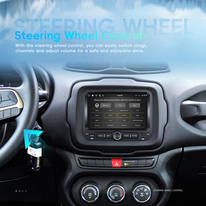 CAMECHO 4+64G Car Radio Stereo for Jeep Renegade 2015-2020 / Jeep Compass 2017-2020 (for Small Display), 7" IPS Touch Screen Head Unit with Android 15 CarPlay Android Auto GPS Bluetooth Type-C