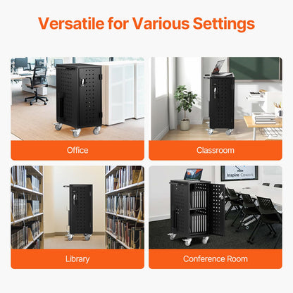 VEVOR 16 Device Charging Station with Lock & Key, Mobile Charging Cart for Chromebook, iPads, Tablet and Laptop, Up to 15.6 in Screen Size, Office and Classroom Locking Charging Station