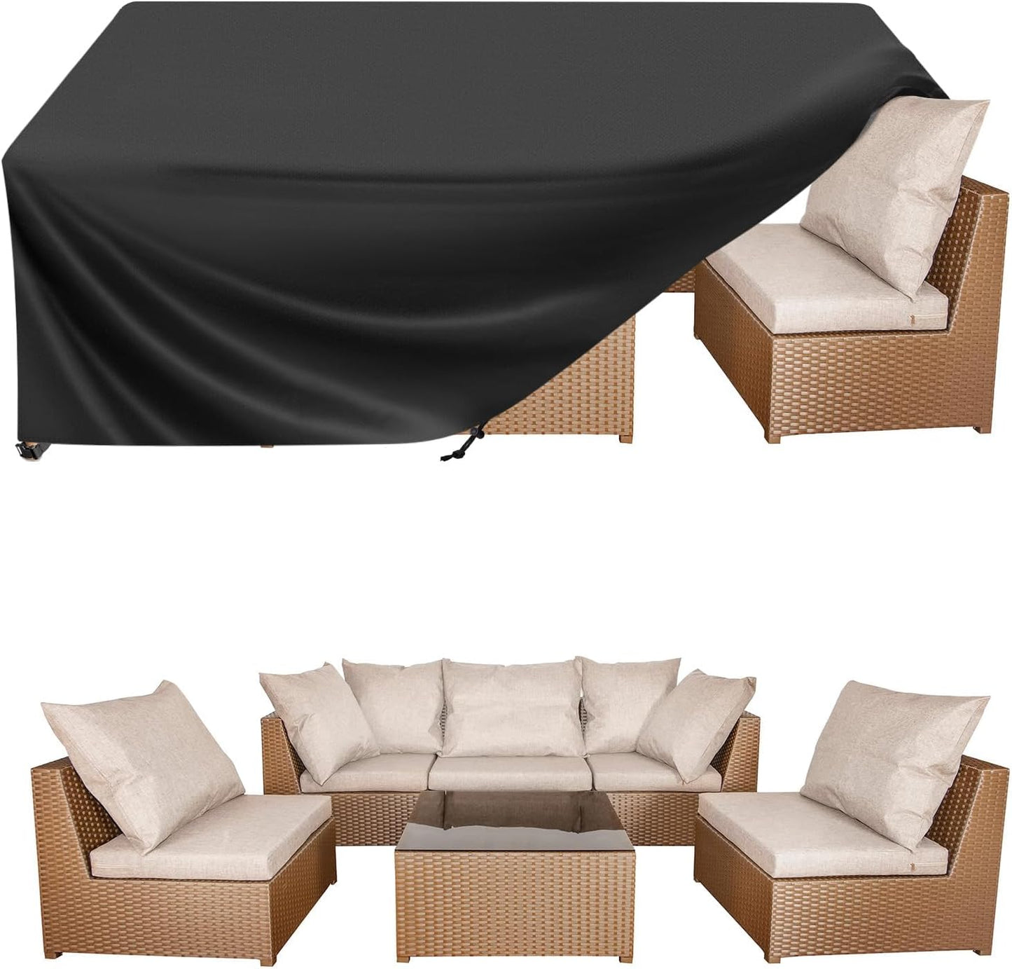 BALEINE Outdoor Furniture Covers - Heavy Duty Waterproof Oxford Table Cover | Black, 108"L x 82"W x 28"H
