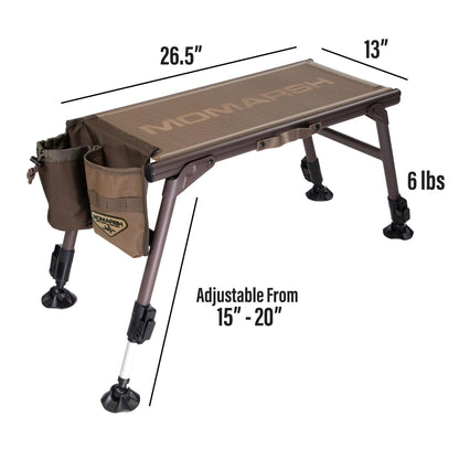 Momarsh Lightweight Adjustable Mobile Bench Seat | Weather-Proof Bench Seat with Breathable, Quick Dry Mesh, Removable Pocket, Drink Holder, and Adjustable Carry Strap | Must Have Hunting Gear