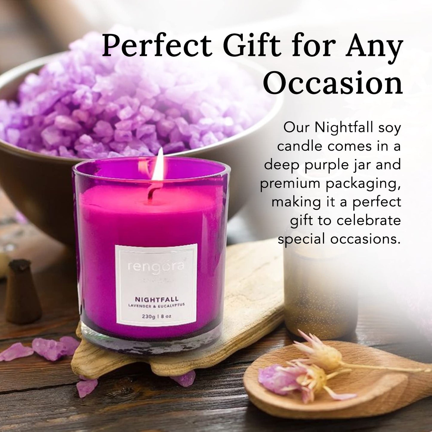 Lavender & Eucalyptus Scented Candle – 8oz Soy Wax, Clean Burning, Long‑Lasting Magenta Glass Jar, Aromatherapy Gift for Women